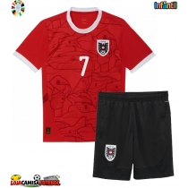 Camisa de Futebol Áustria Marko Arnautovic #7 Equipamento Principal Infantil Europeu 2024 Manga Curta (+ Calças curtas)